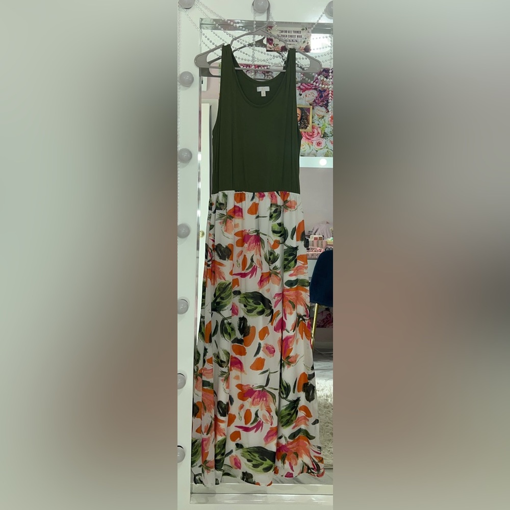 Green floral Maxi dress
